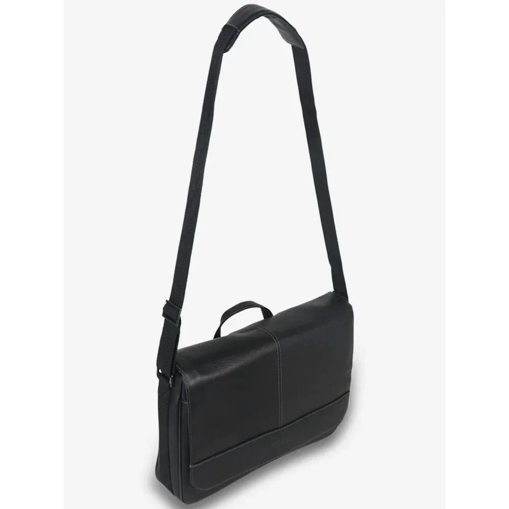 Kenneth Cole Black Leather Messenger COLOMBIAN LEATHER CROSSBODY MESSENGER BAG
